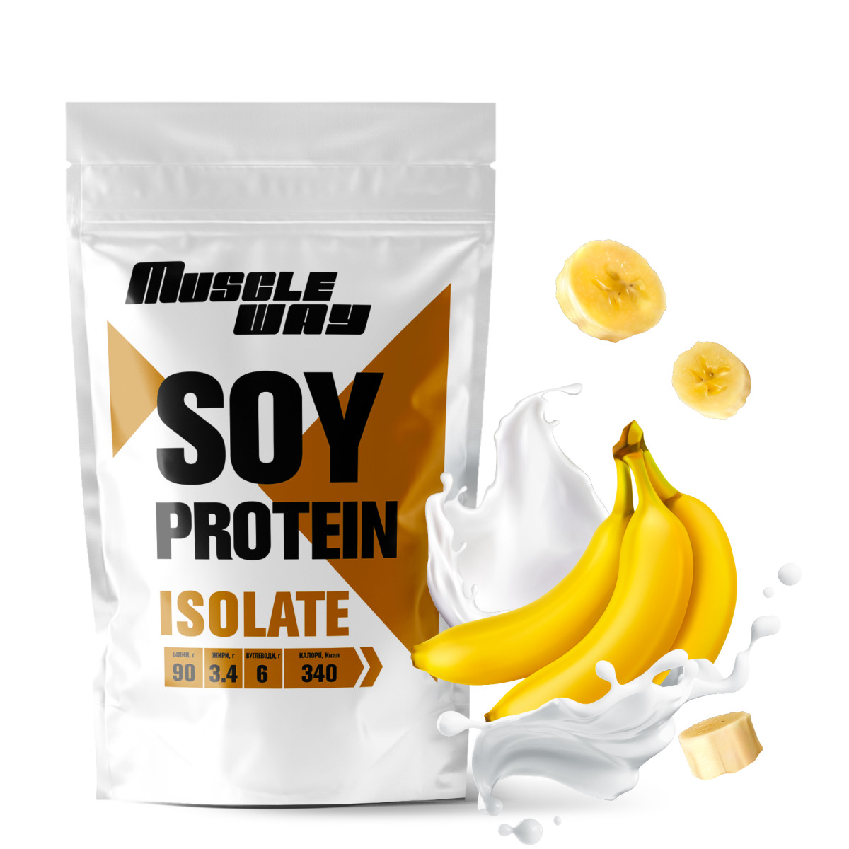 Купить Изолят соевого протеина 90% 500 г банан MuscleWay с доставкой